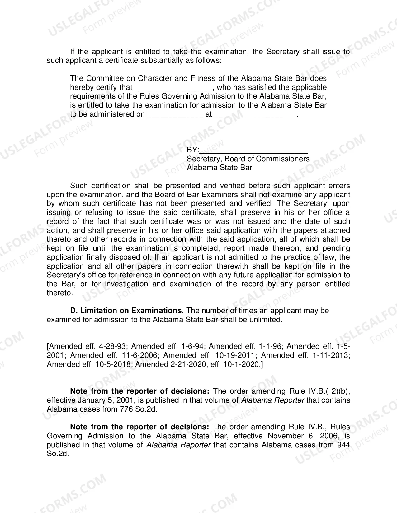Preview Rule IV: Persons Entitled to Admission by Examination
