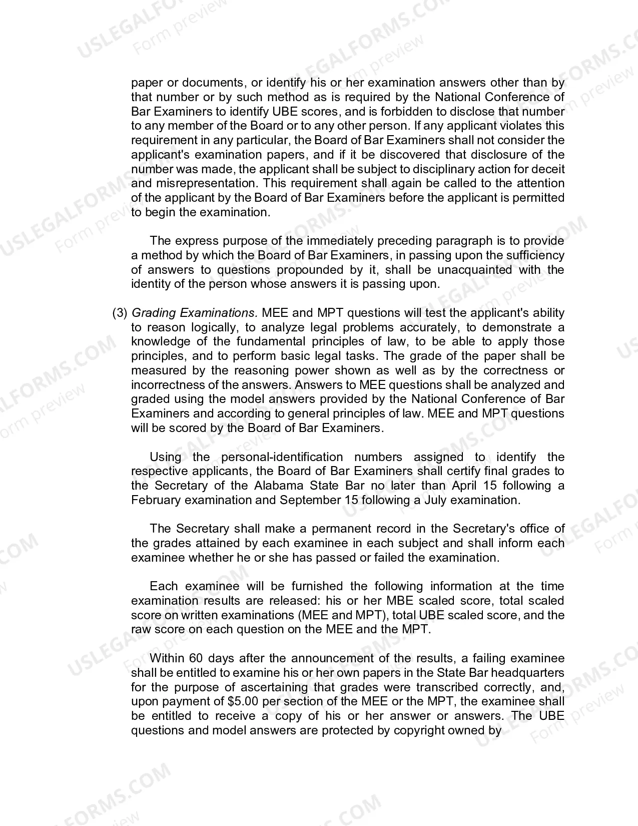 Preview Rule VI(B): Bar Examination