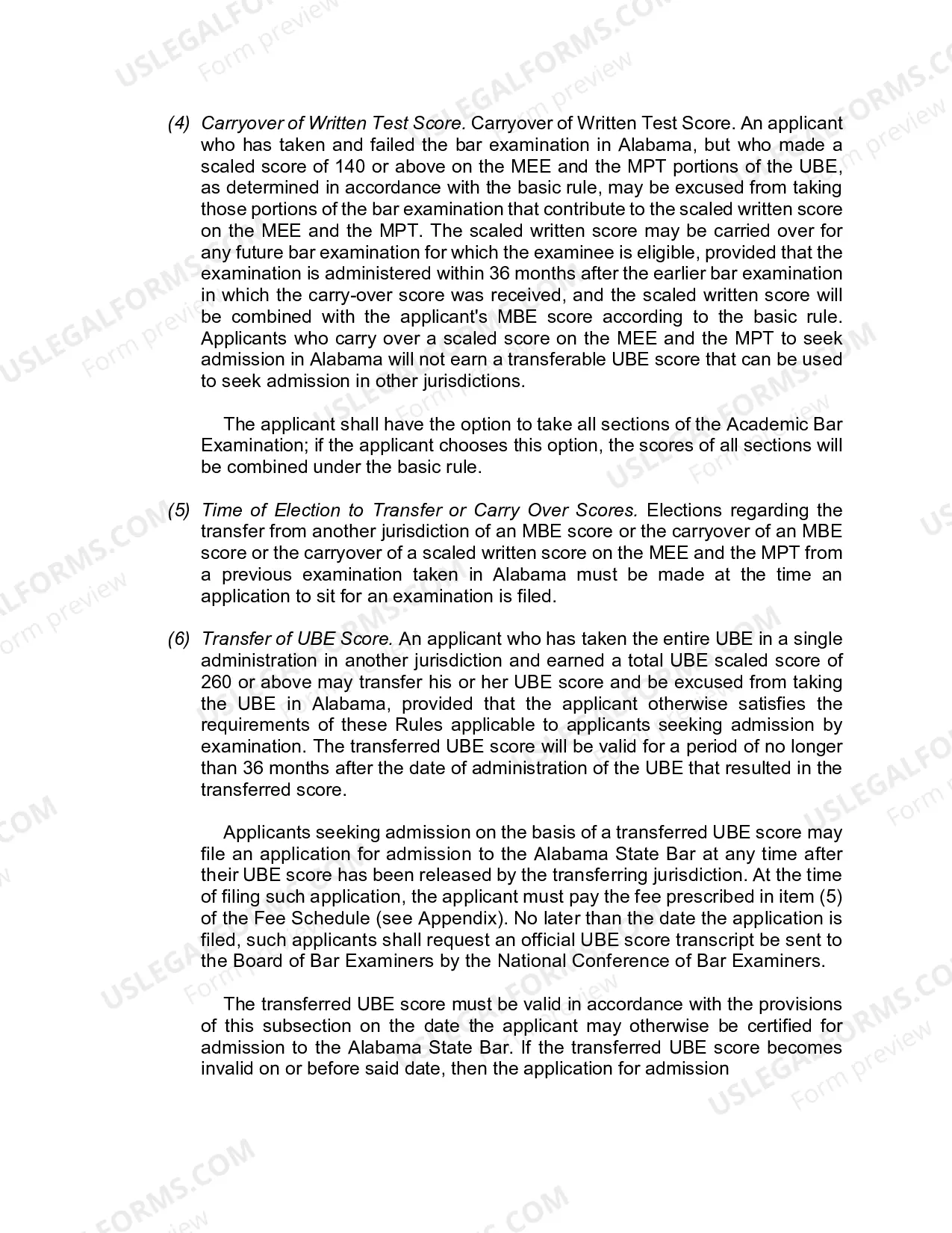 Preview Rule VI(B): Bar Examination