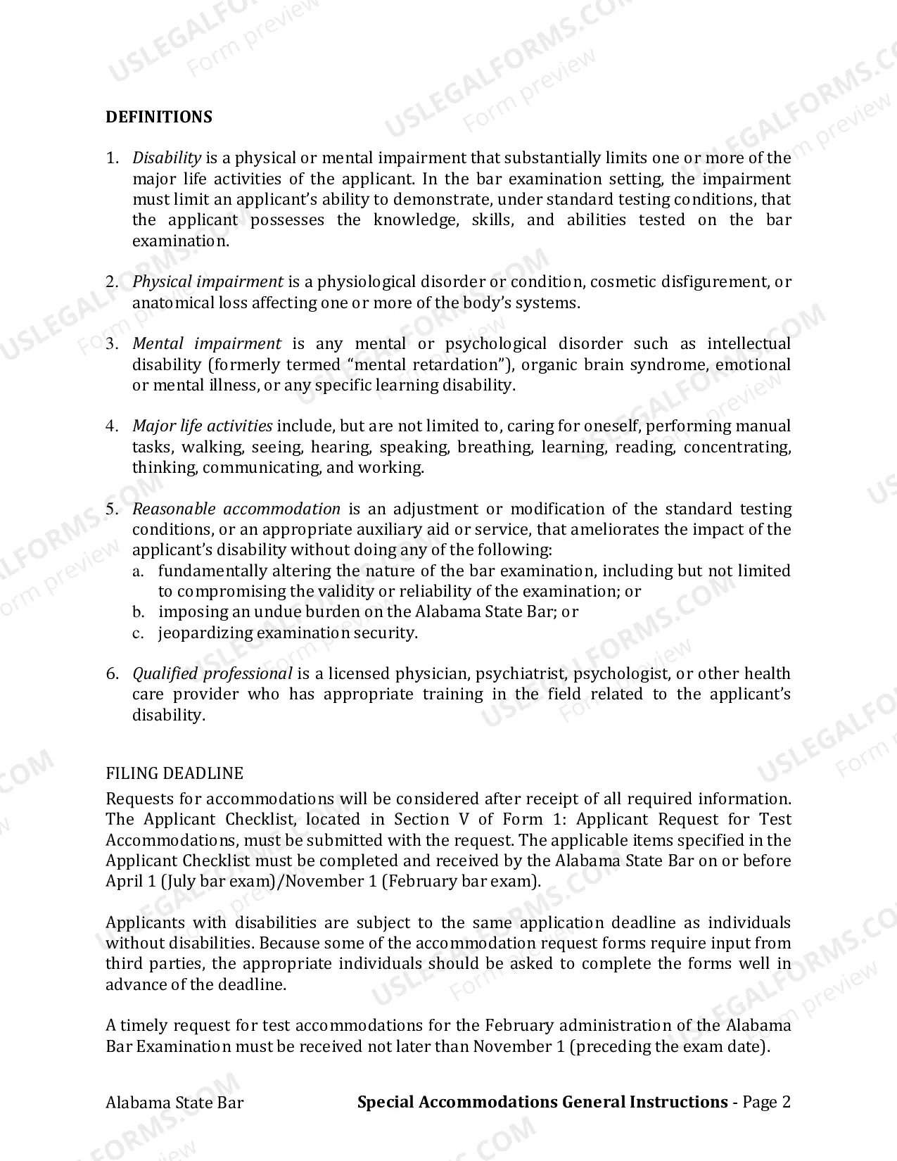 Preview Step 1: Read General Instructions for Requesting Test Accommodations