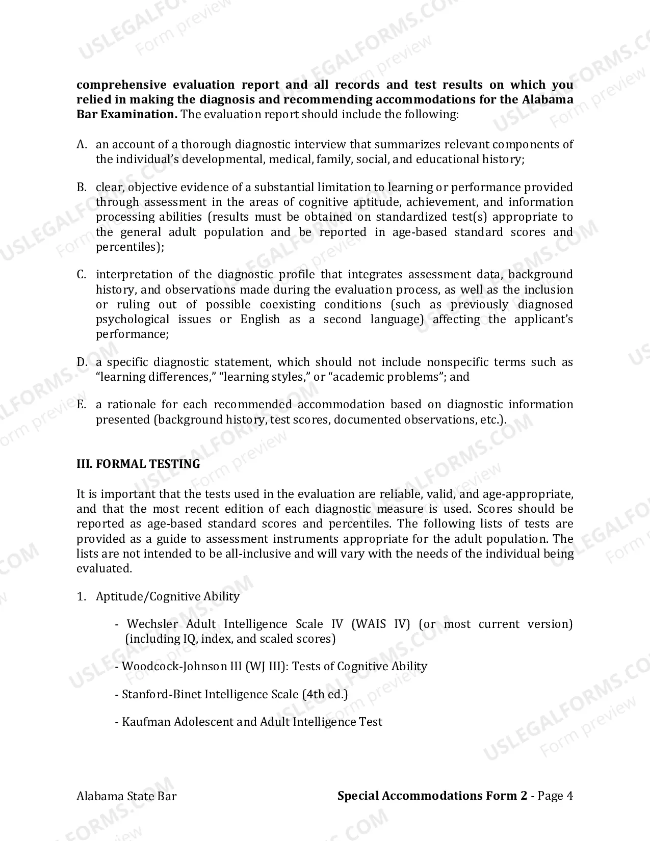 Preview Form 2: Learning Disability Verification