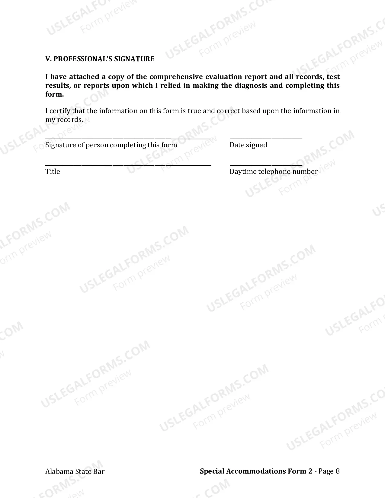 Preview Form 2: Learning Disability Verification