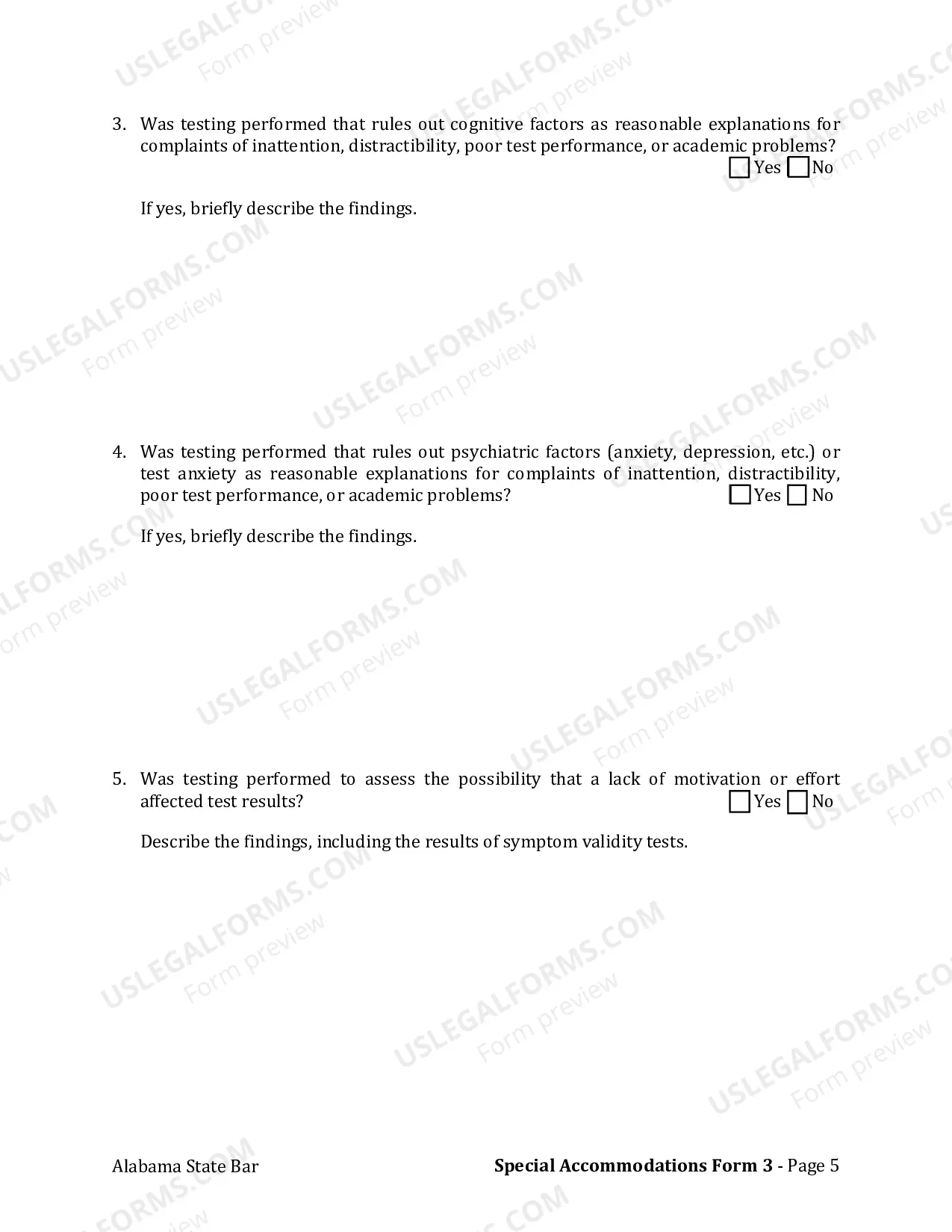 Preview Form 3: Attention Deficit/Hyperactivity Disorder (AD/HD) Verification