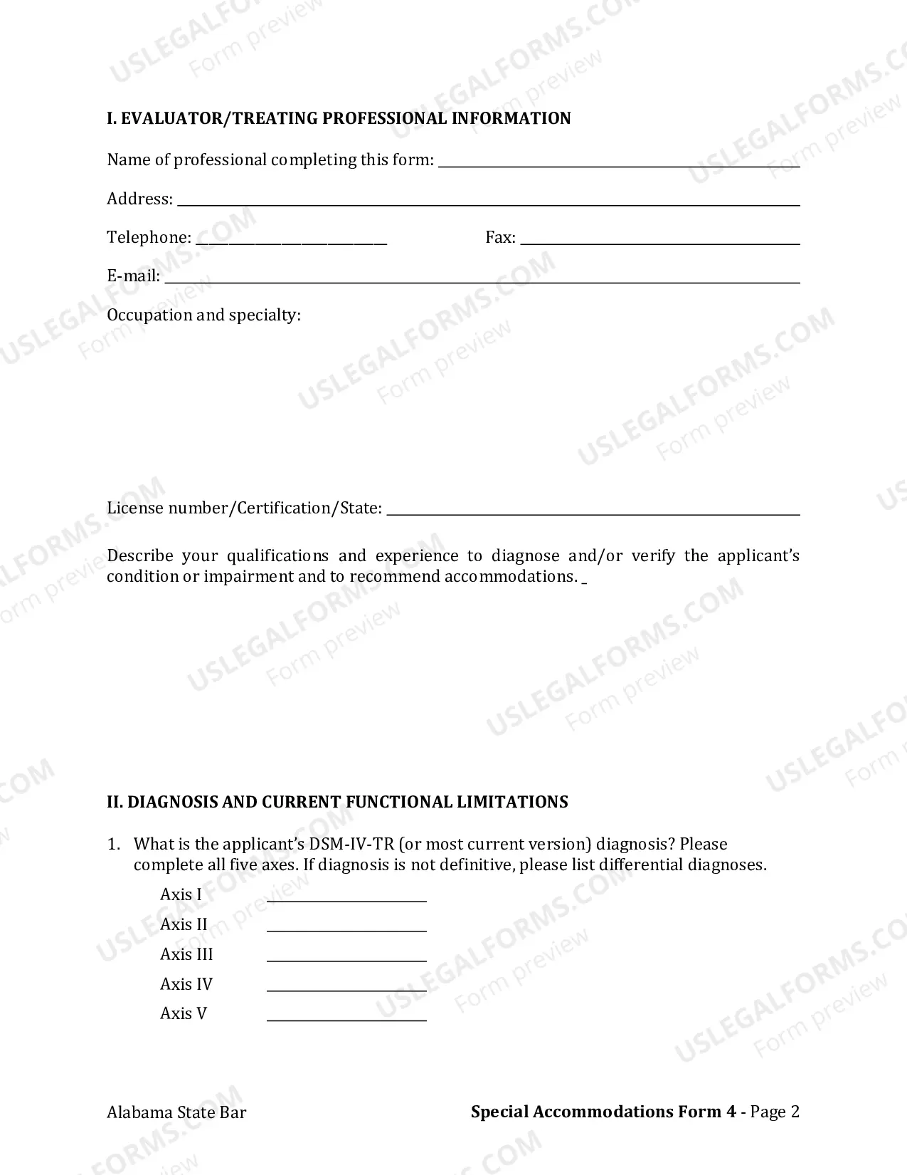 Preview Form 4: Psychological Disability Verification