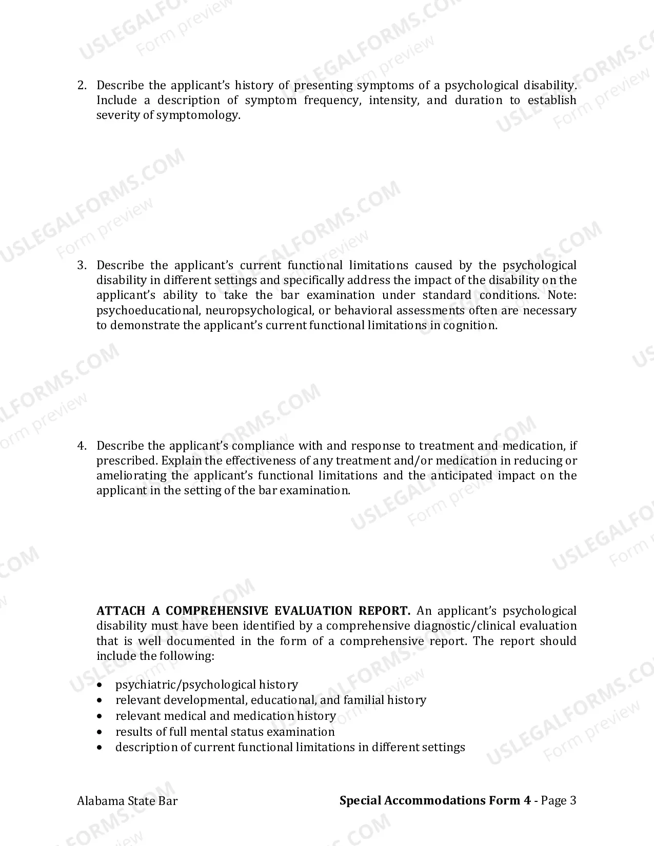 Preview Form 4: Psychological Disability Verification