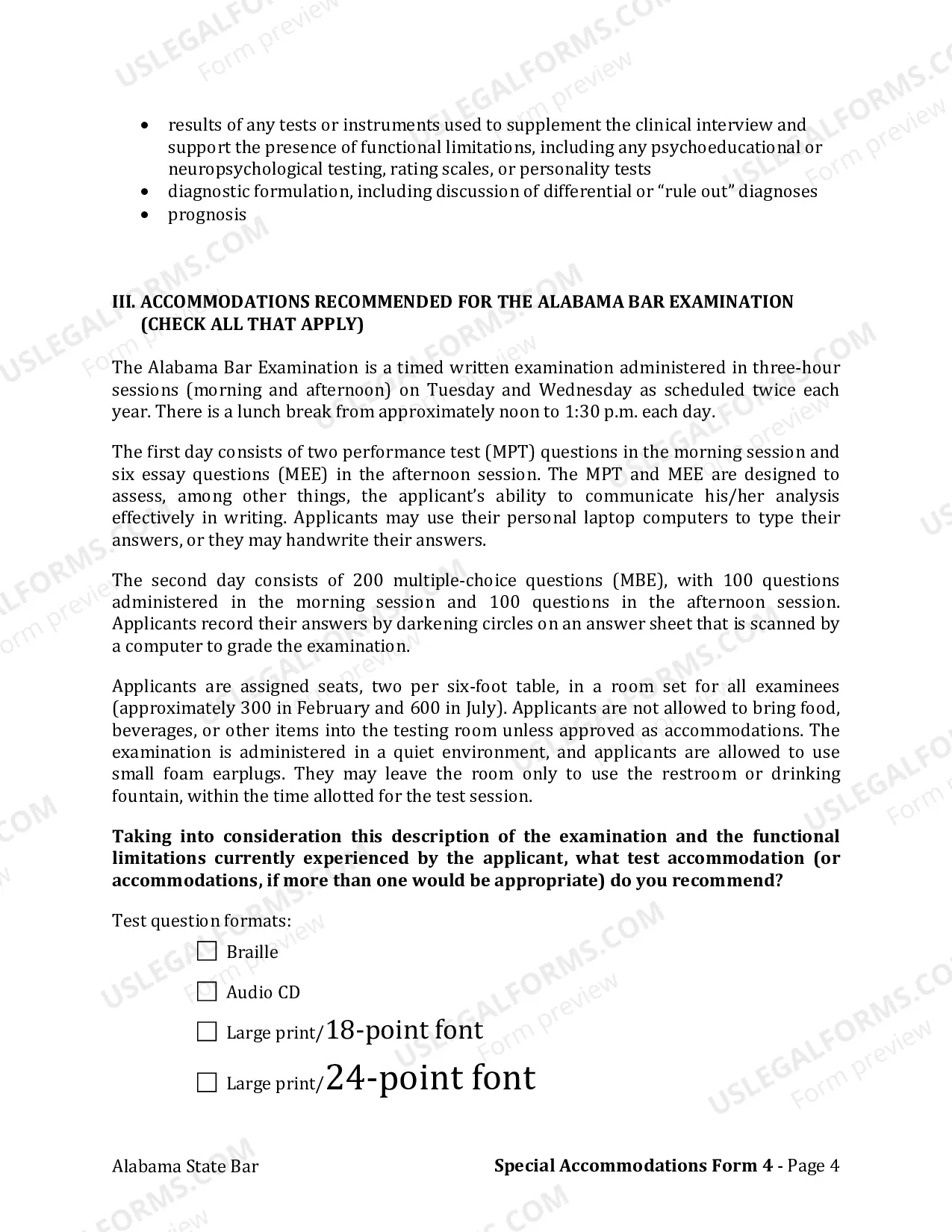 Preview Form 4: Psychological Disability Verification