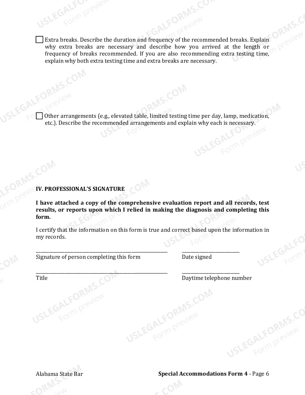 Preview Form 4: Psychological Disability Verification