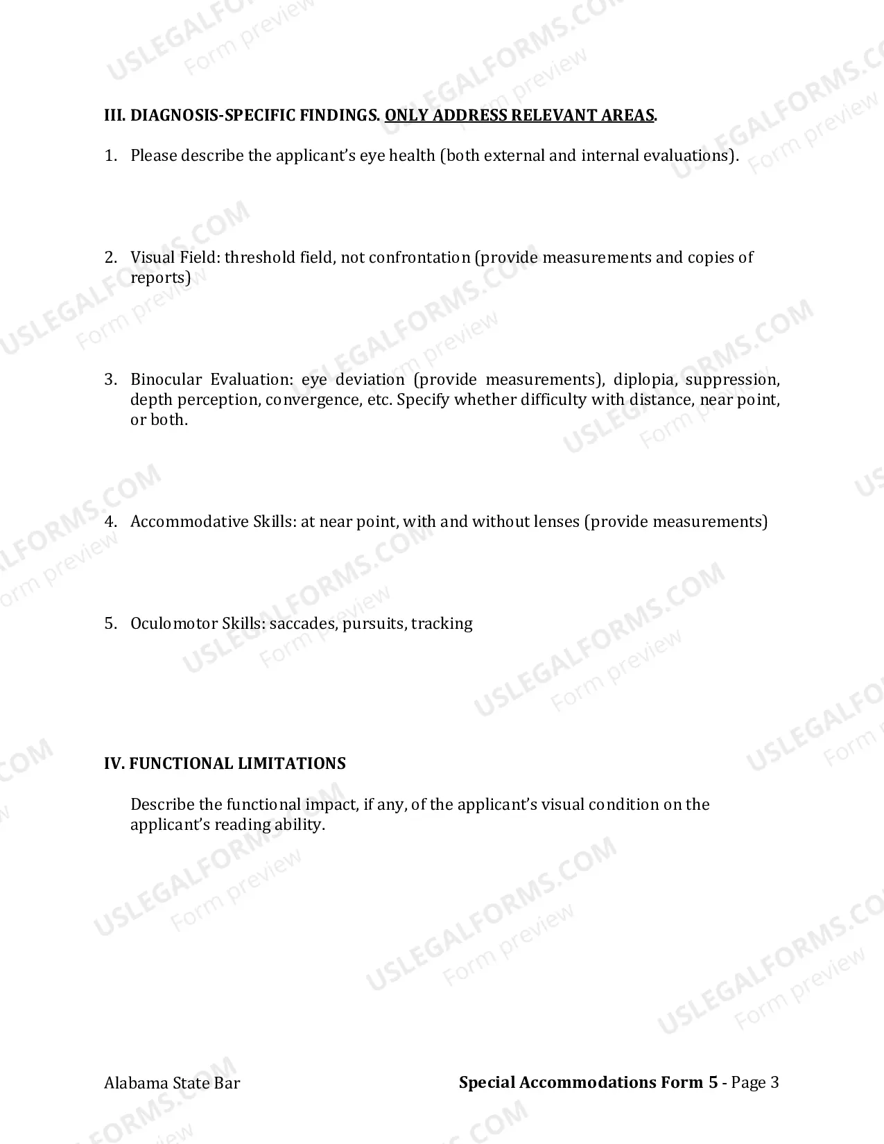 Preview Form 5: Visual Disability Verification