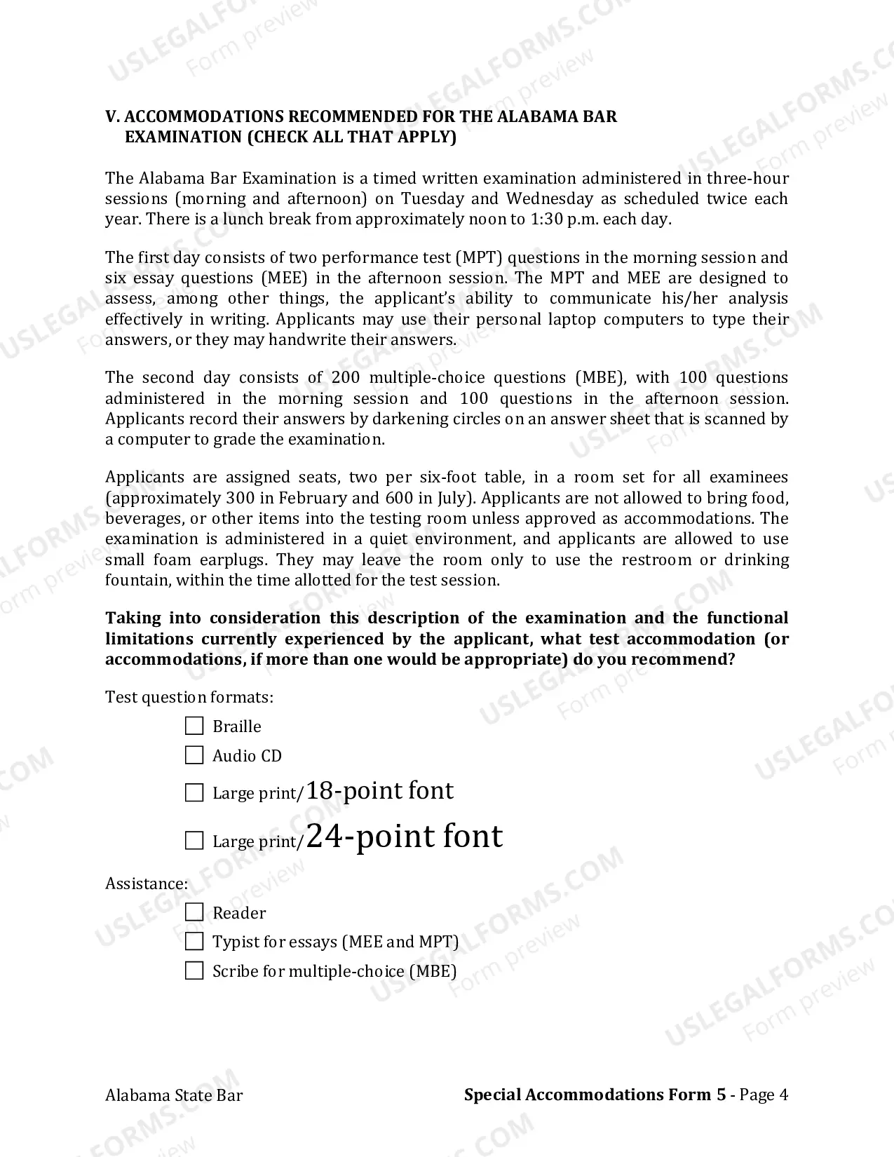 Preview Form 5: Visual Disability Verification