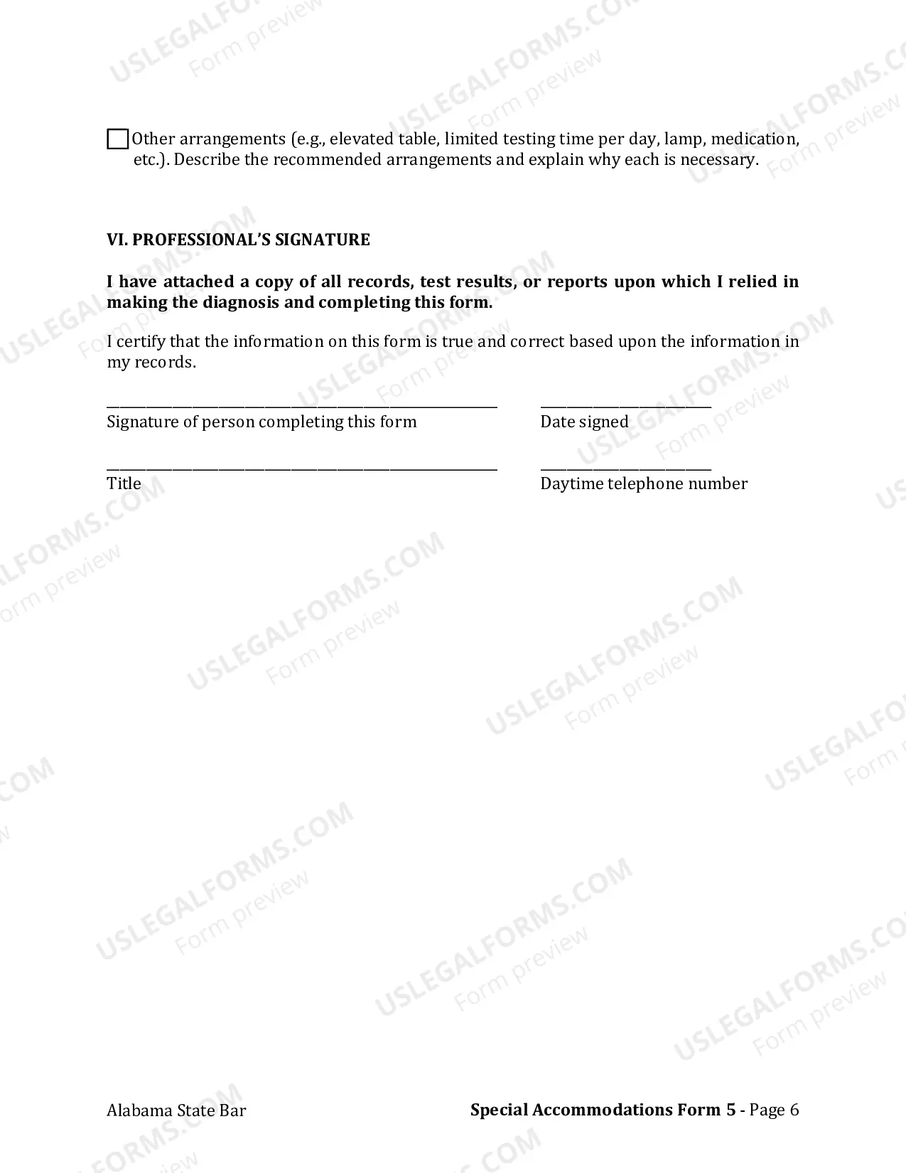 Preview Form 5: Visual Disability Verification