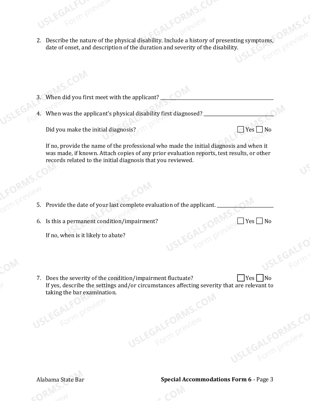 Preview Form 6: Physical Disability Verification