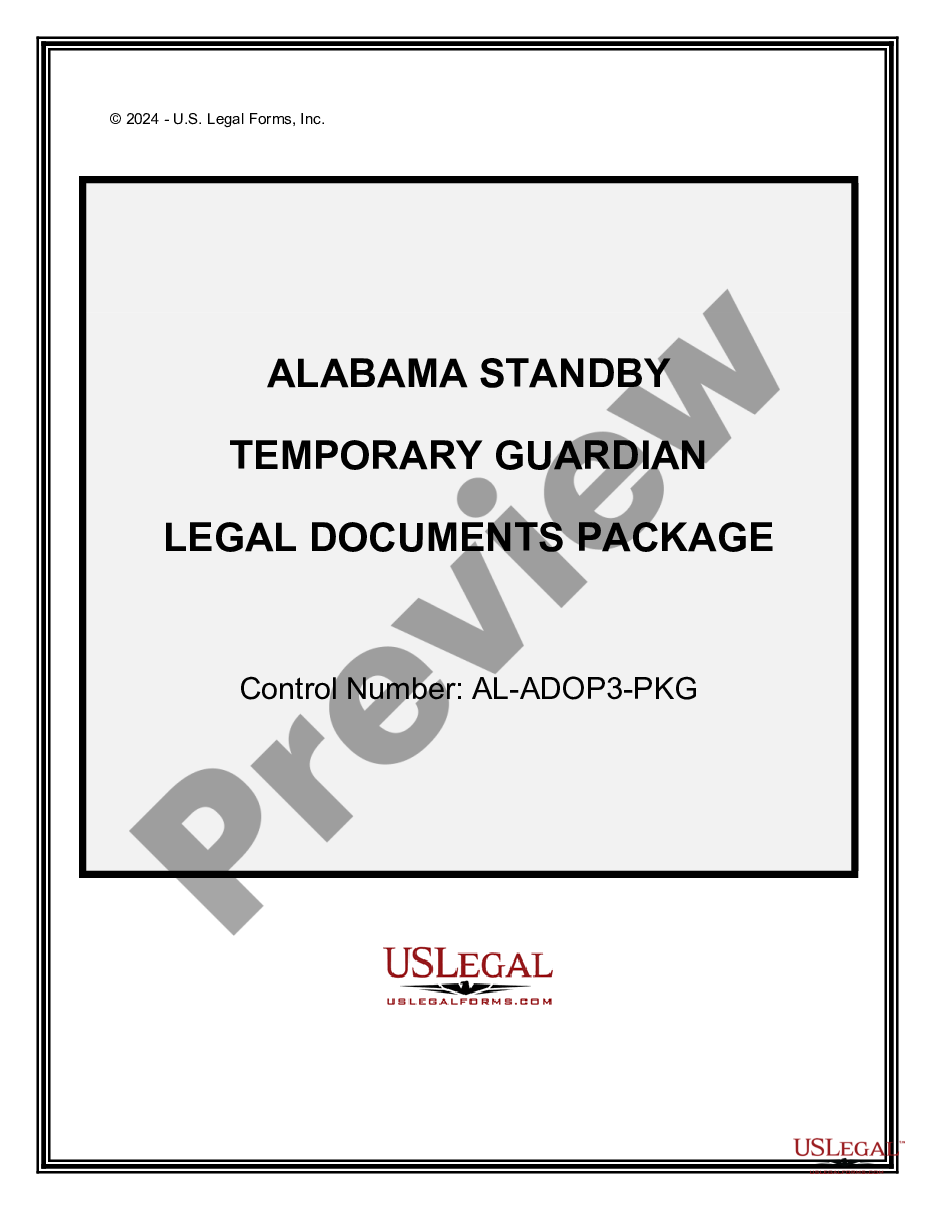 Alabama Standby Temporary Guardian Legal Documents Package Temporary