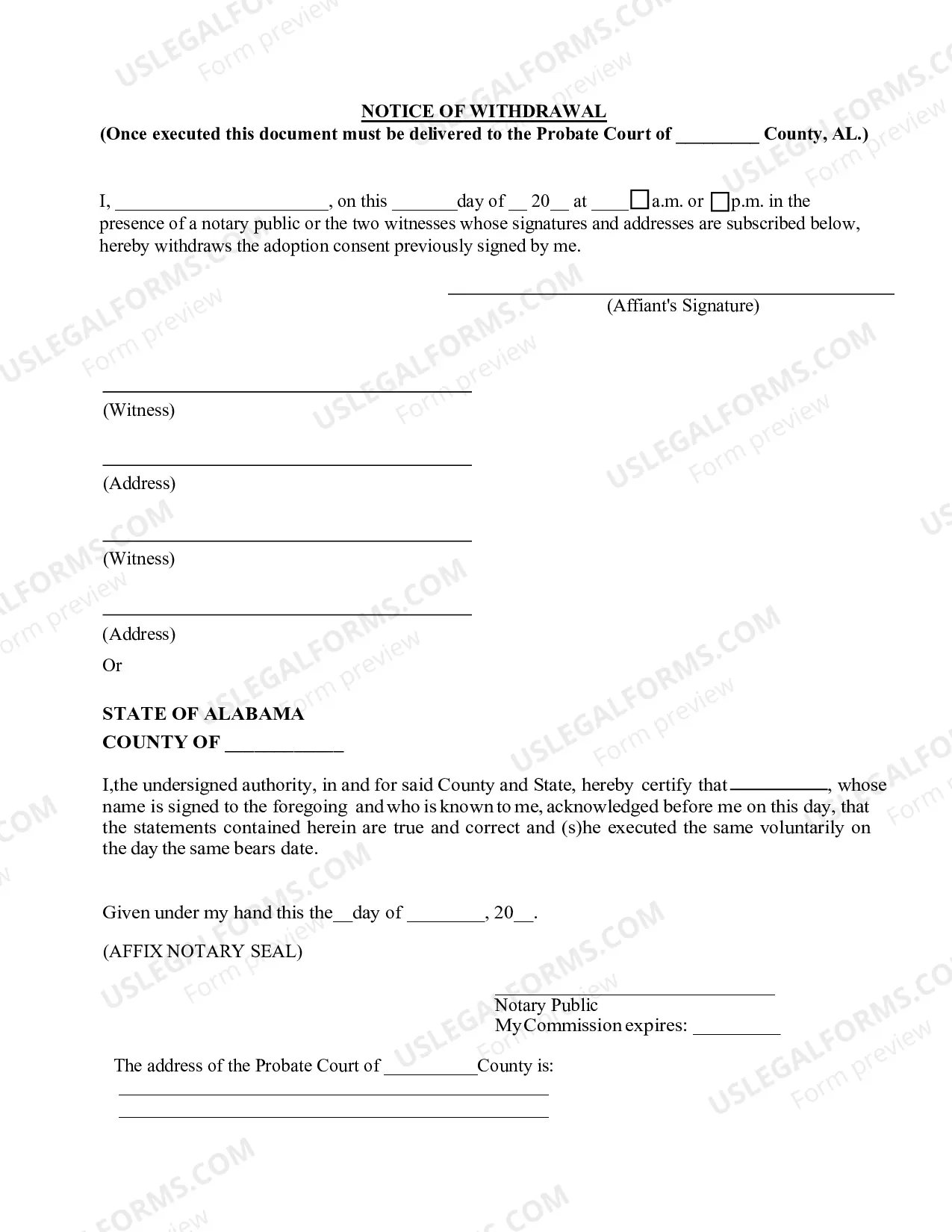 Preview Consent of Minor to Adoption