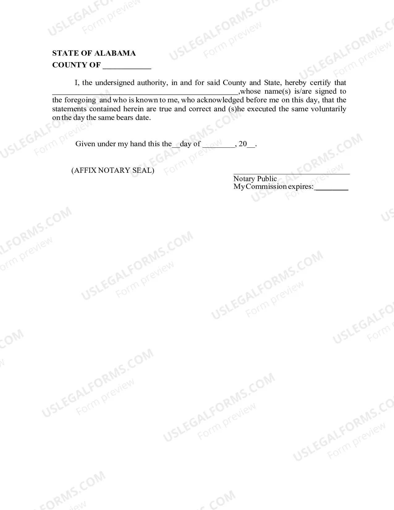 Preview Affidavit for Publication - Attorney - Adoption
