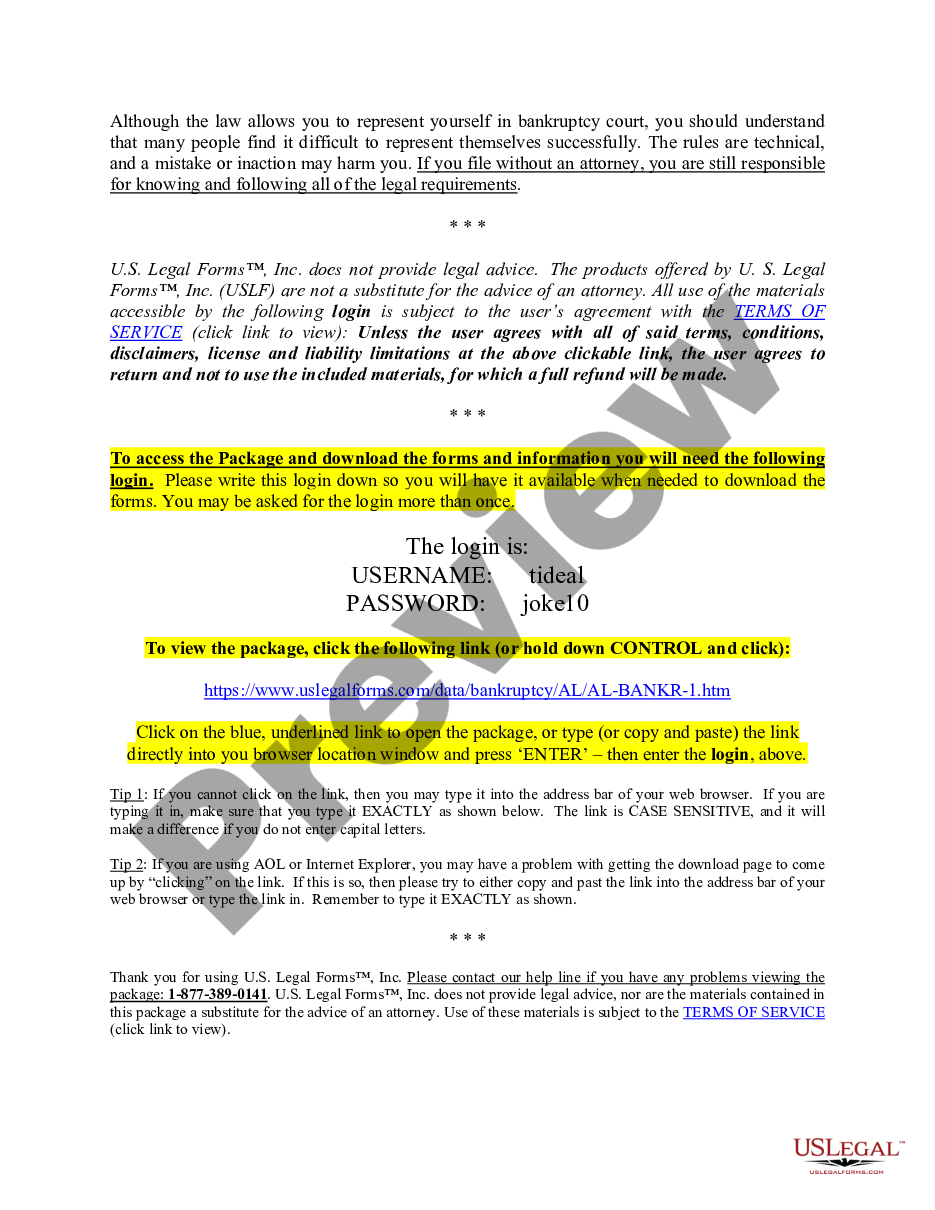 page 2 Alabama Middle District Bankruptcy Guide and Forms Package for Chapters 7 or 13 preview