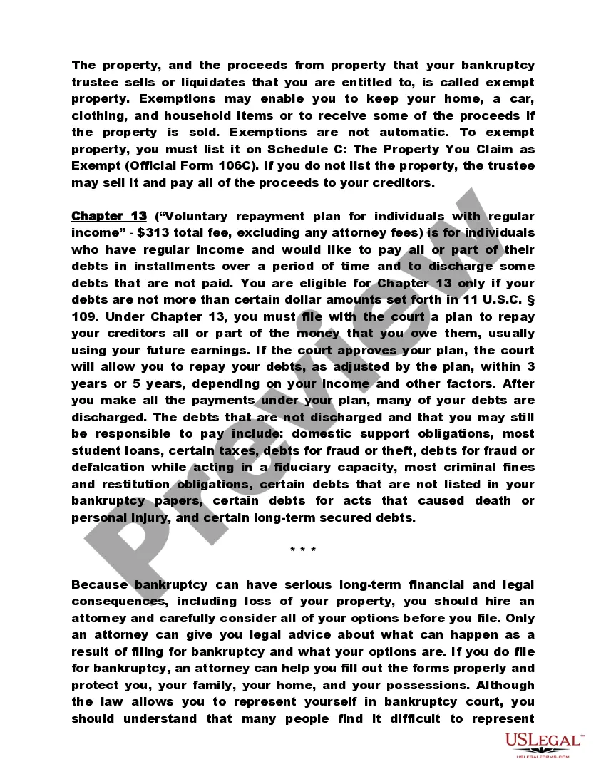 Preview Alabama Middle District Bankruptcy Guide and Forms Package for Chapters 7 or 13