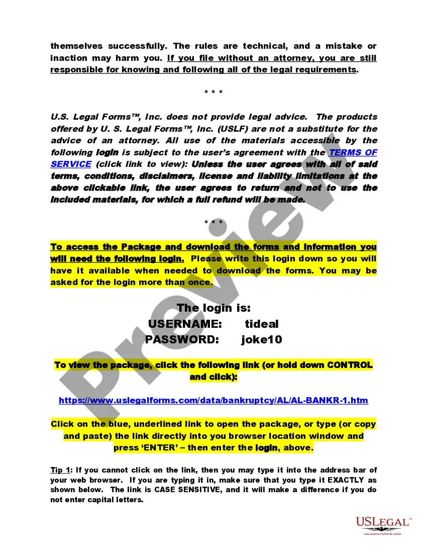 Preview Alabama Middle District Bankruptcy Guide and Forms Package for Chapters 7 or 13