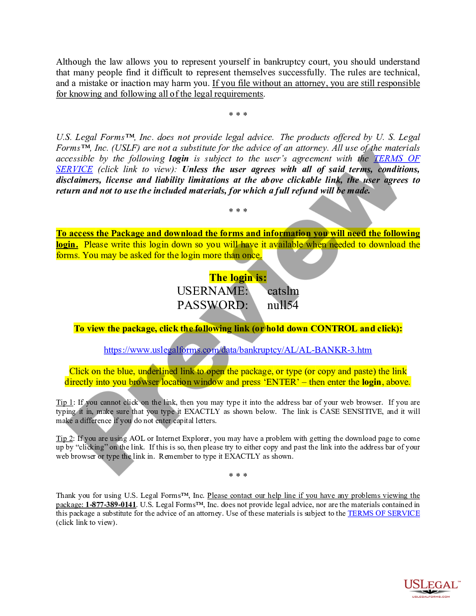page 2 Alabama Northern District Bankruptcy Guide and Forms Package for Chapters 7 or 13 preview