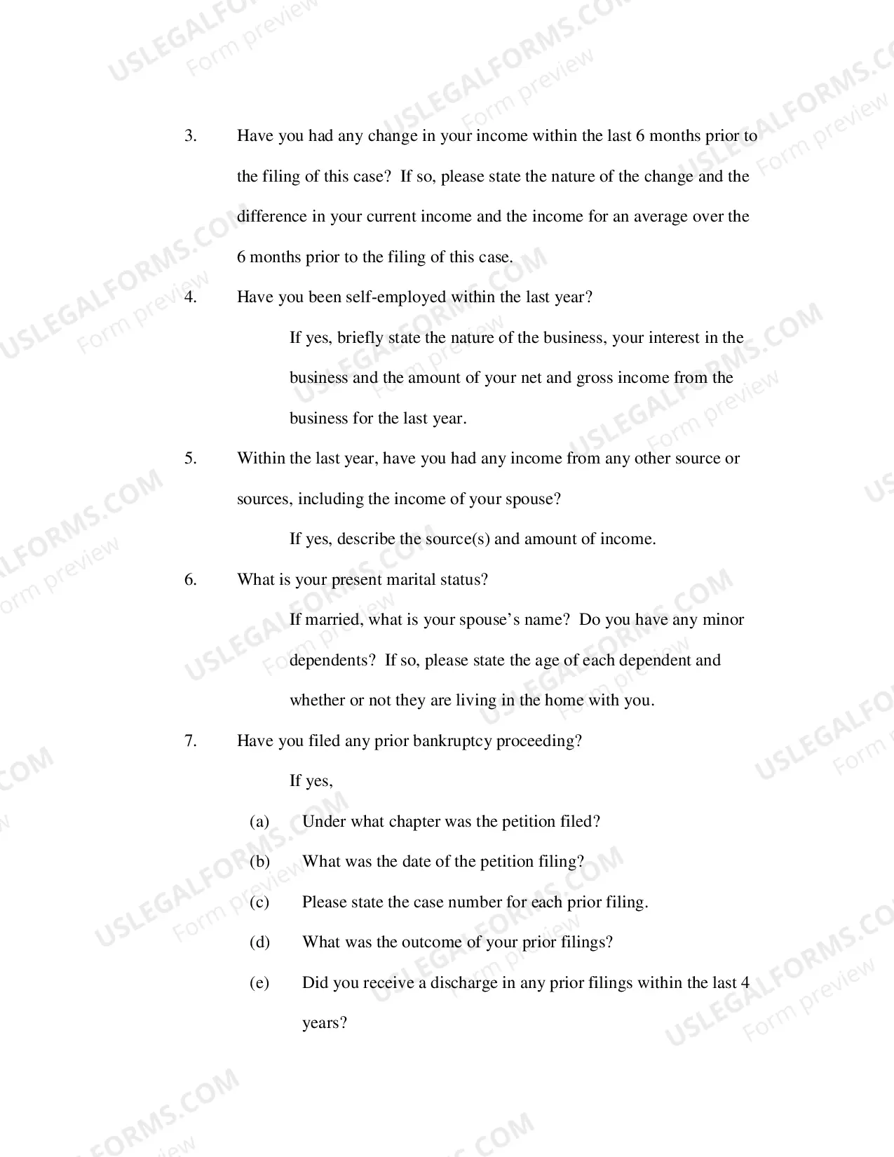 Preview Interrogatories for Excused 341 Appearance