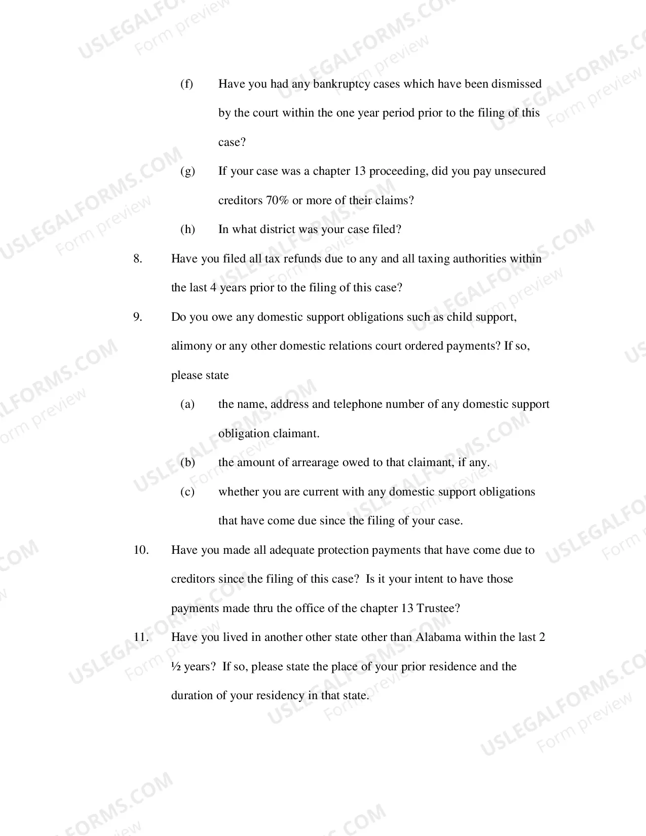 Preview Interrogatories for Excused 341 Appearance
