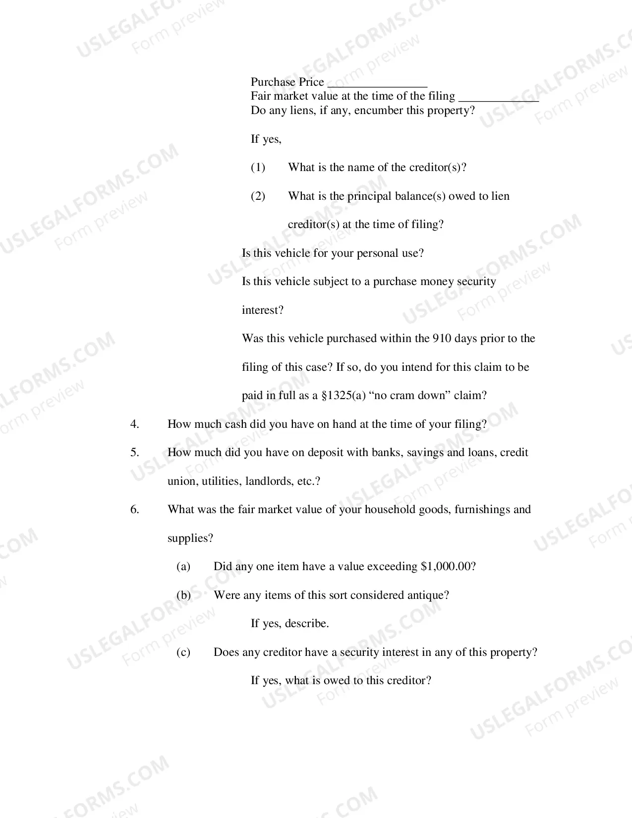 Preview Interrogatories for Excused 341 Appearance