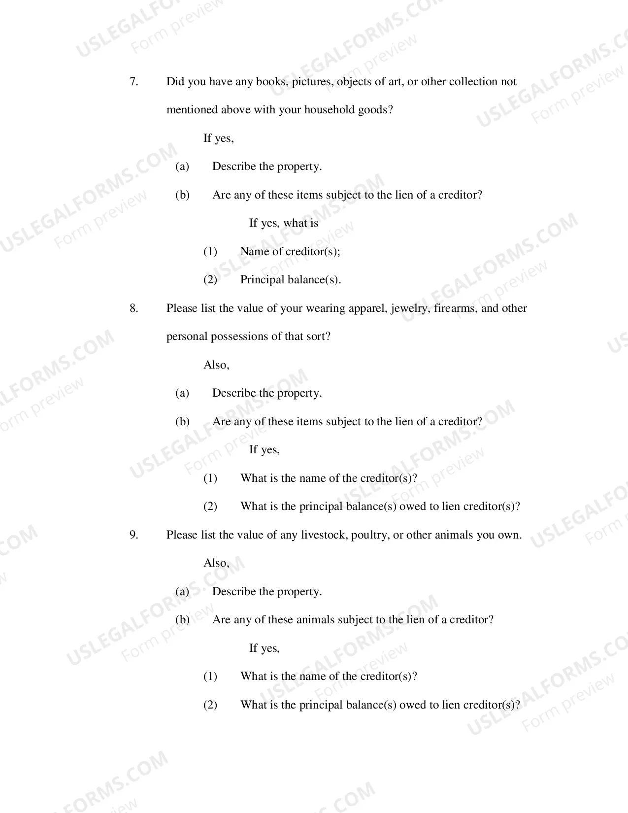 Preview Interrogatories for Excused 341 Appearance
