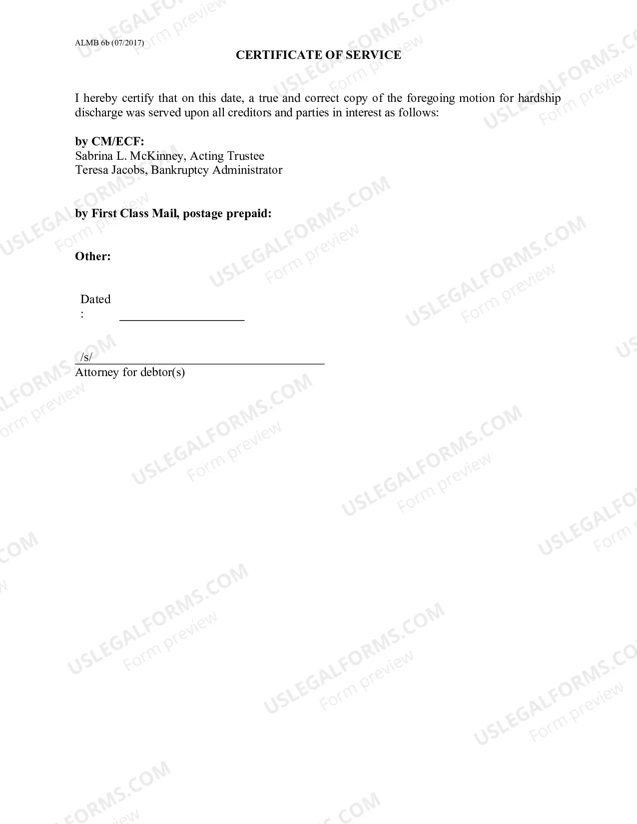 Preview Chapter 13 Motion for Hardship Discharge