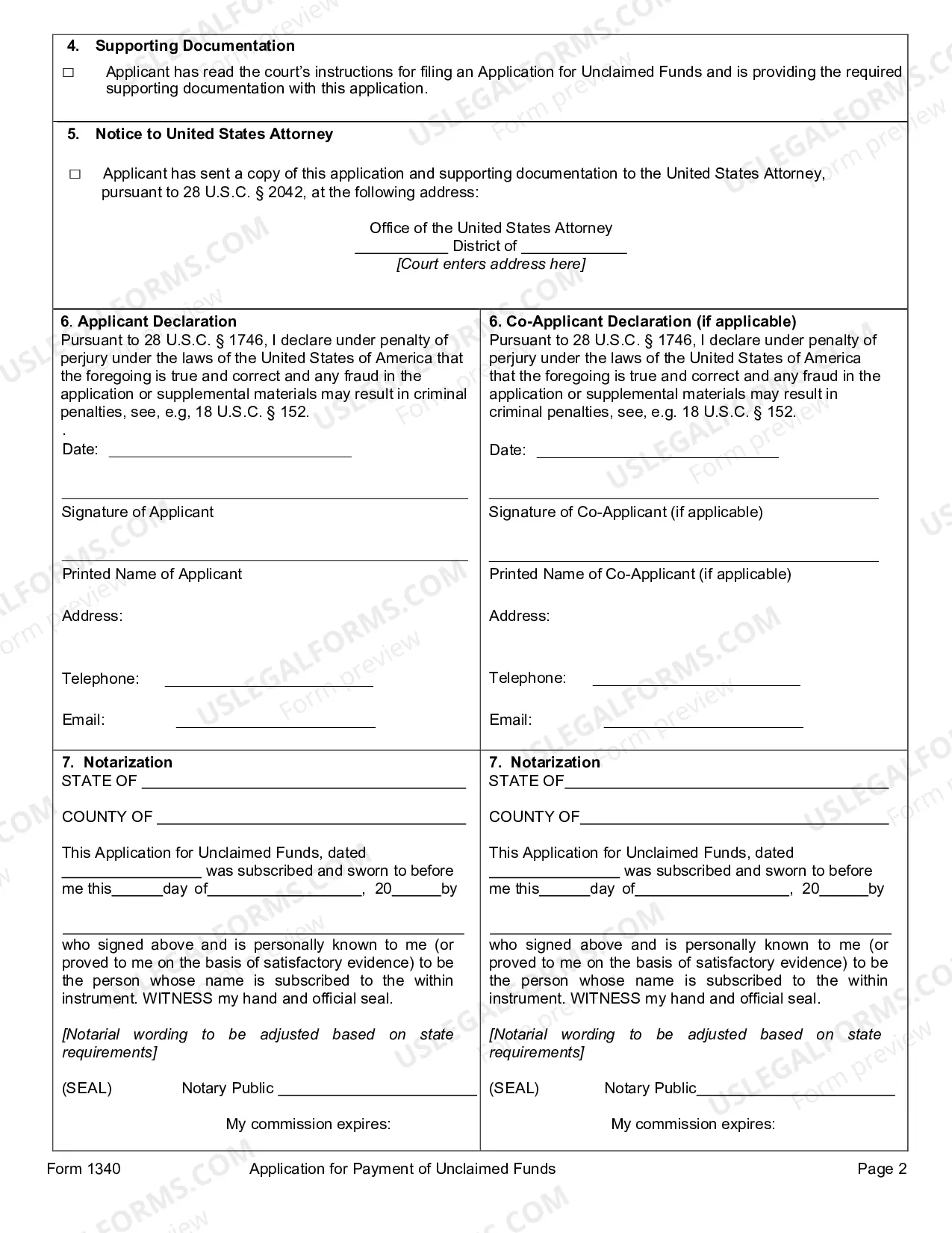 Preview Application for Payment of Unclaimed Funds for Individual Owner of Record