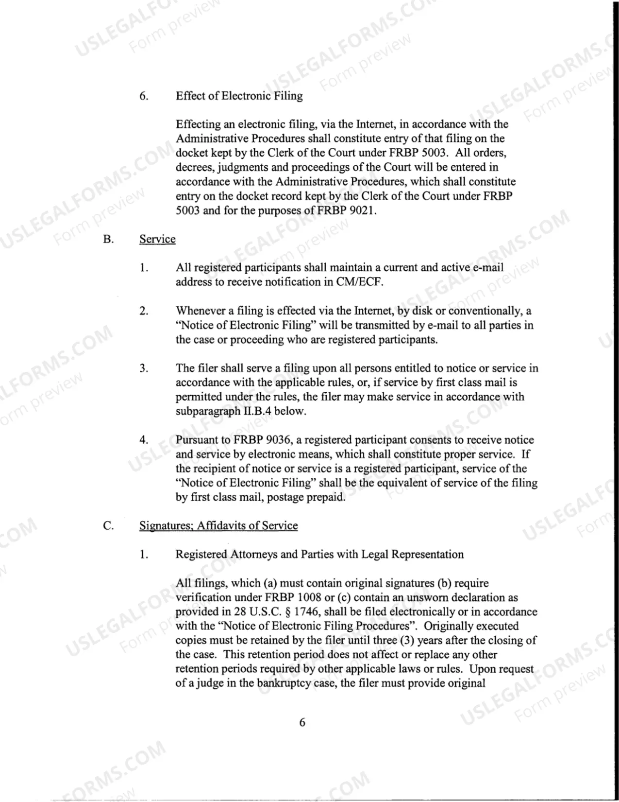 Preview Administrative Procedures for Filing, Signing, Retaining and Verification of Pleadings and Papers in Case Management / Electronic Case Filing (CM/ECF) (pursuant to Local Rule 5005-4)