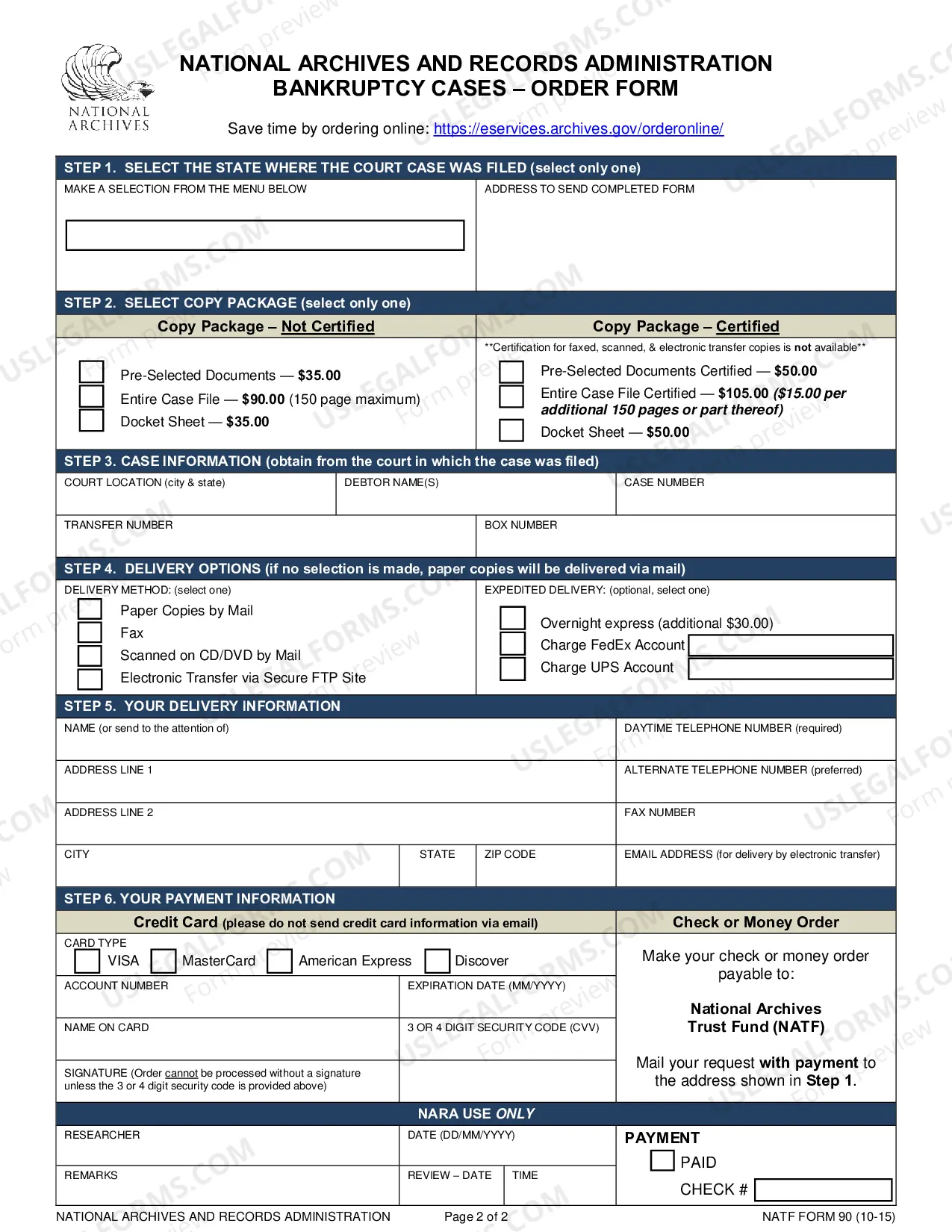 Preview NATF 90 National Archives and Records Administration - Archives Request Form