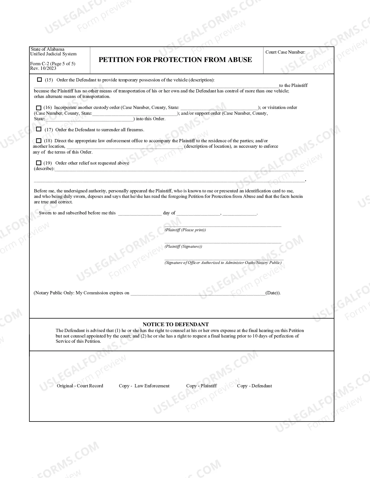 Preview C-2 Petition for Protection from Abuse