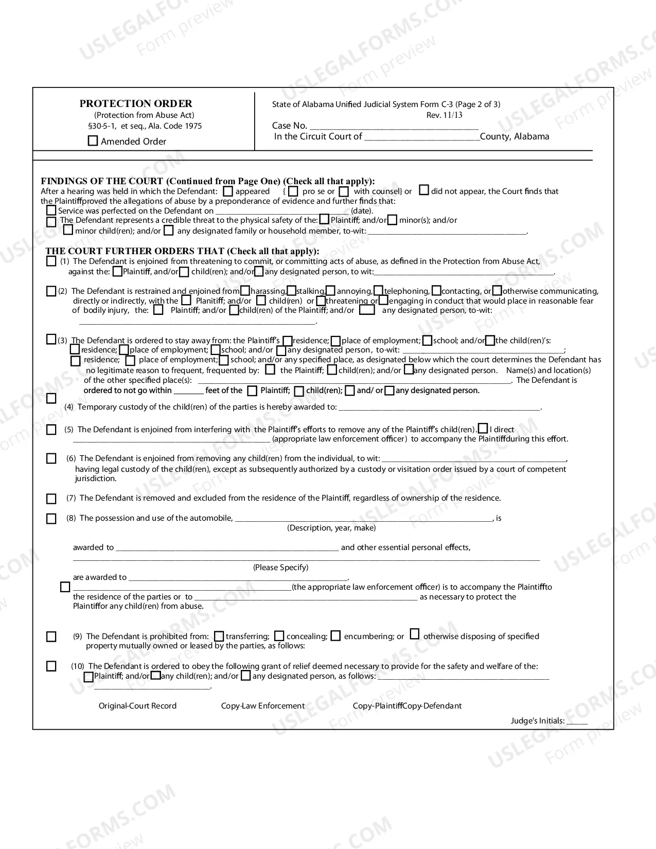 Preview Protection Order (Protection from Abuse Act) REVISED 11-2013
