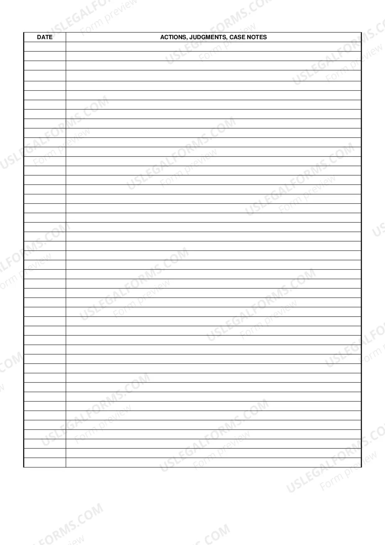 Preview Civil Case Action Summary