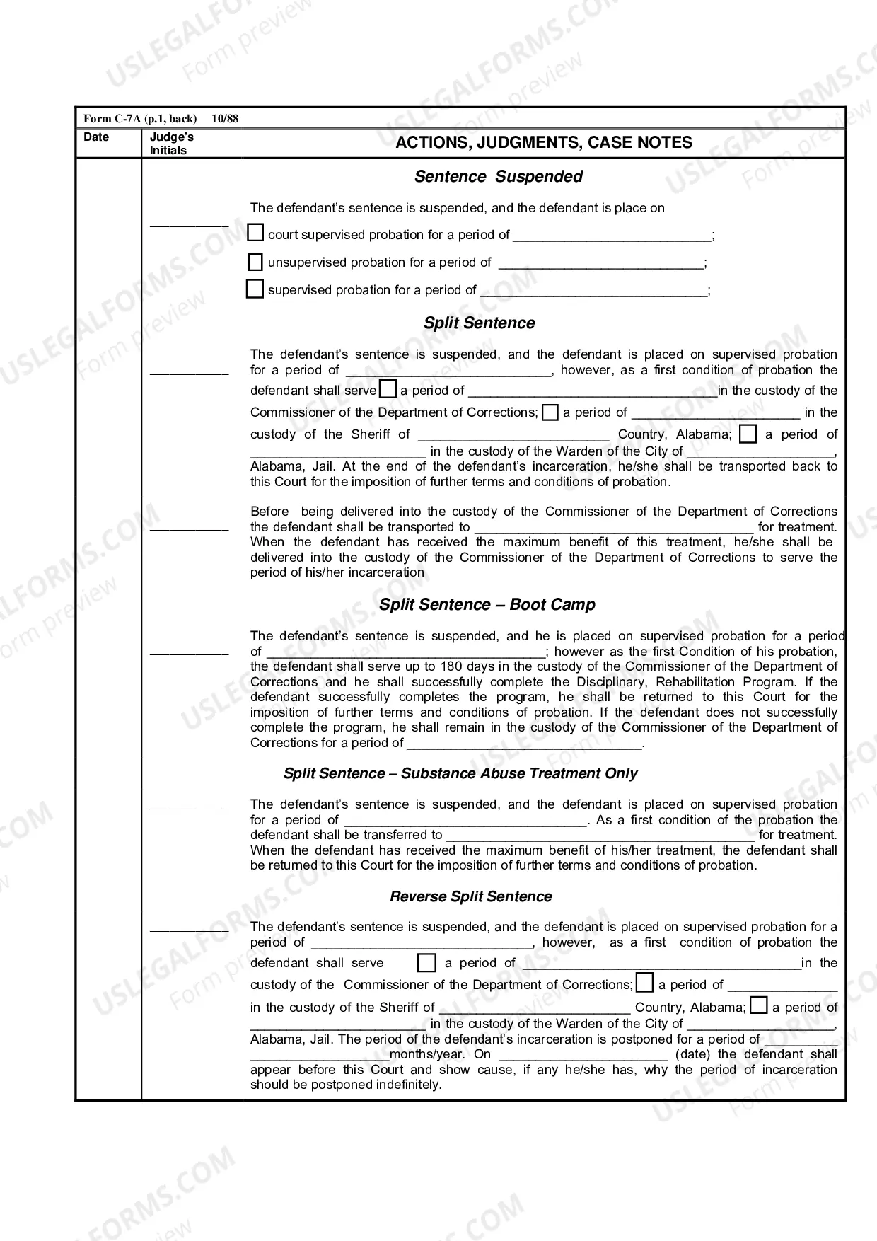 Preview Case Action Summary - Continuation