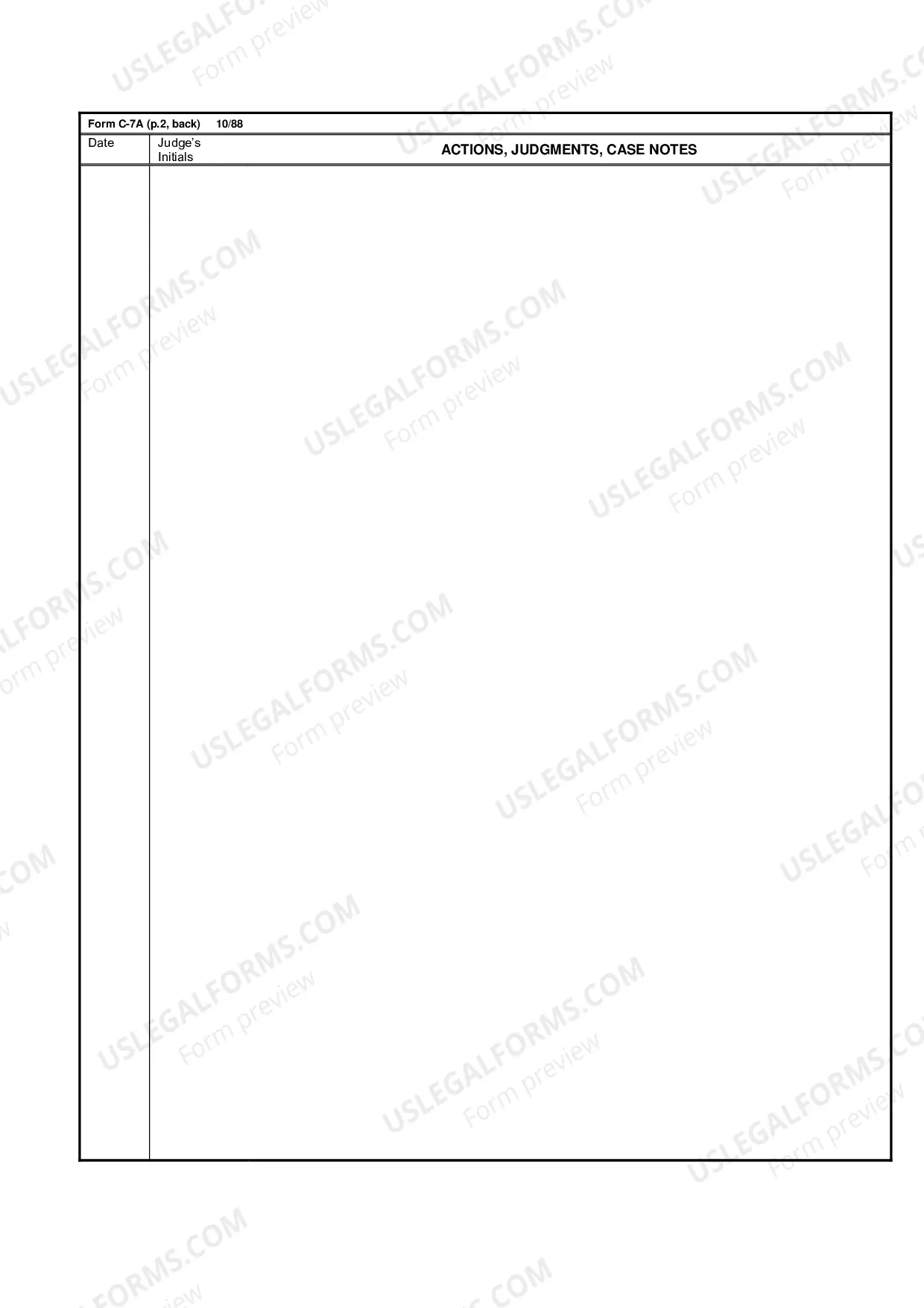 Preview Case Action Summary - Continuation