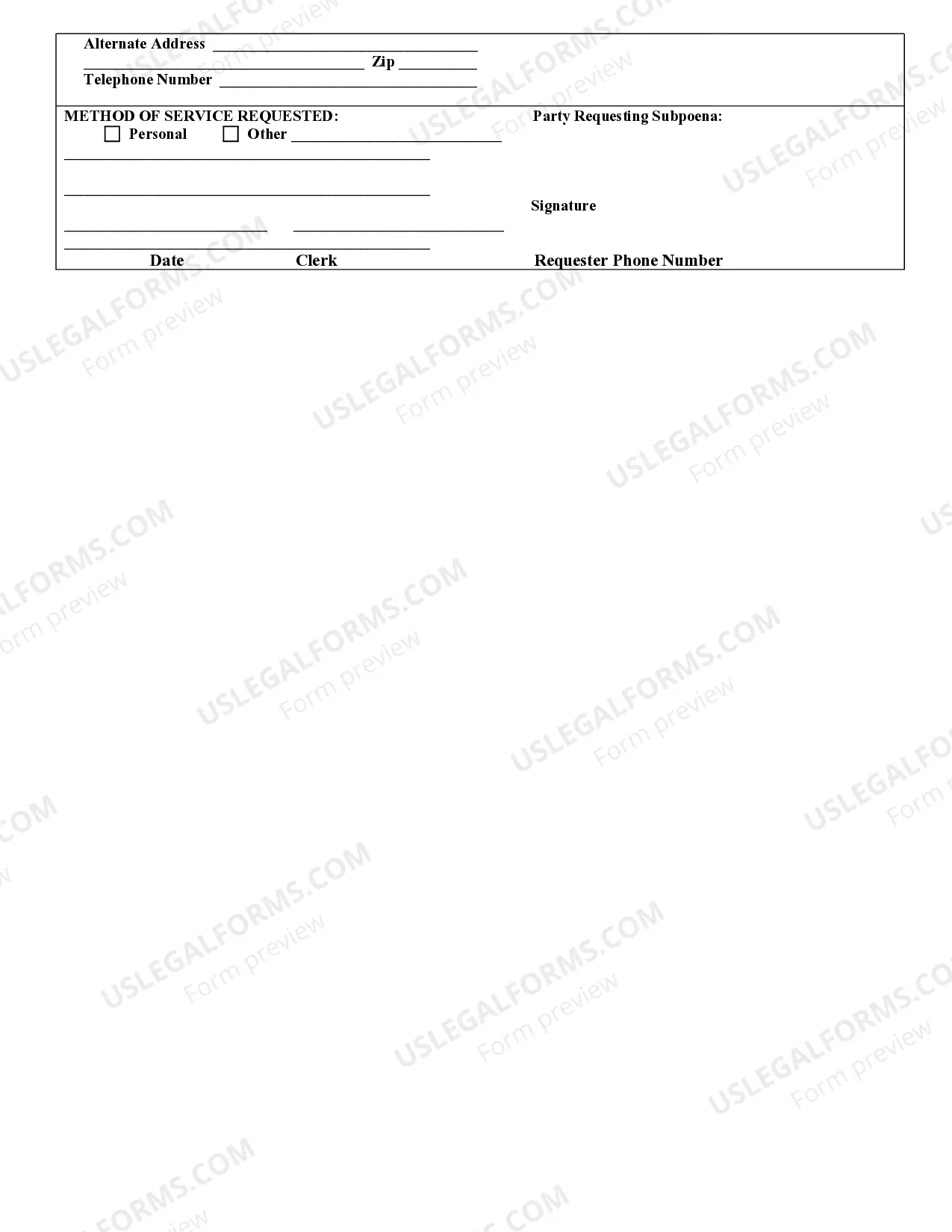 Preview Subpoena Request Form