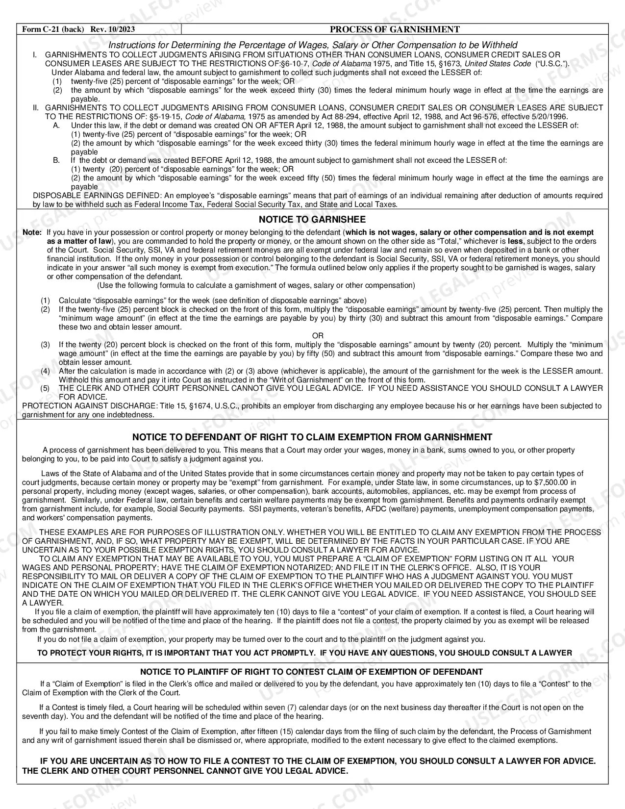 Preview Process of Garnishment