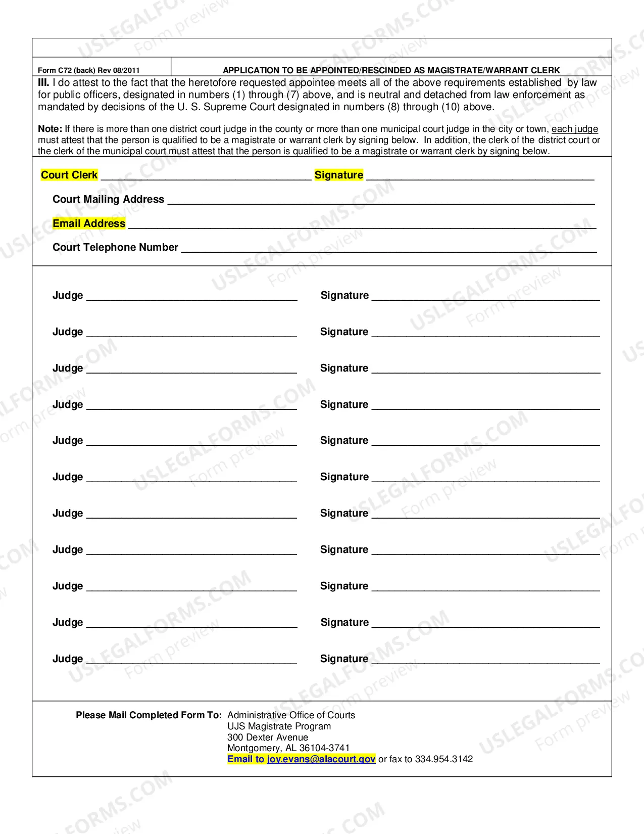 Preview Application To Be Appointed Rescinded As A Magistrate Warrant Clerk