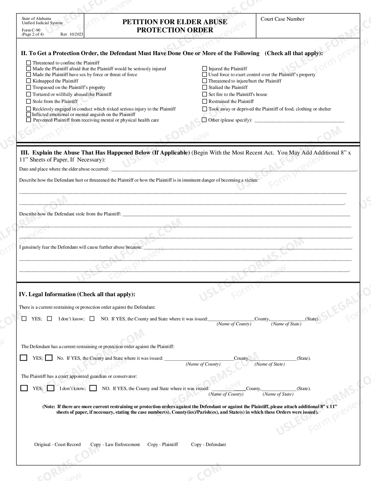 Preview Petition for Elder Abuse Protection Order