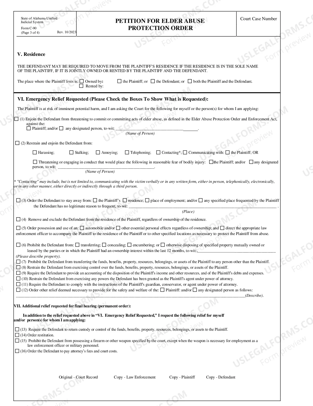 Preview Petition for Elder Abuse Protection Order