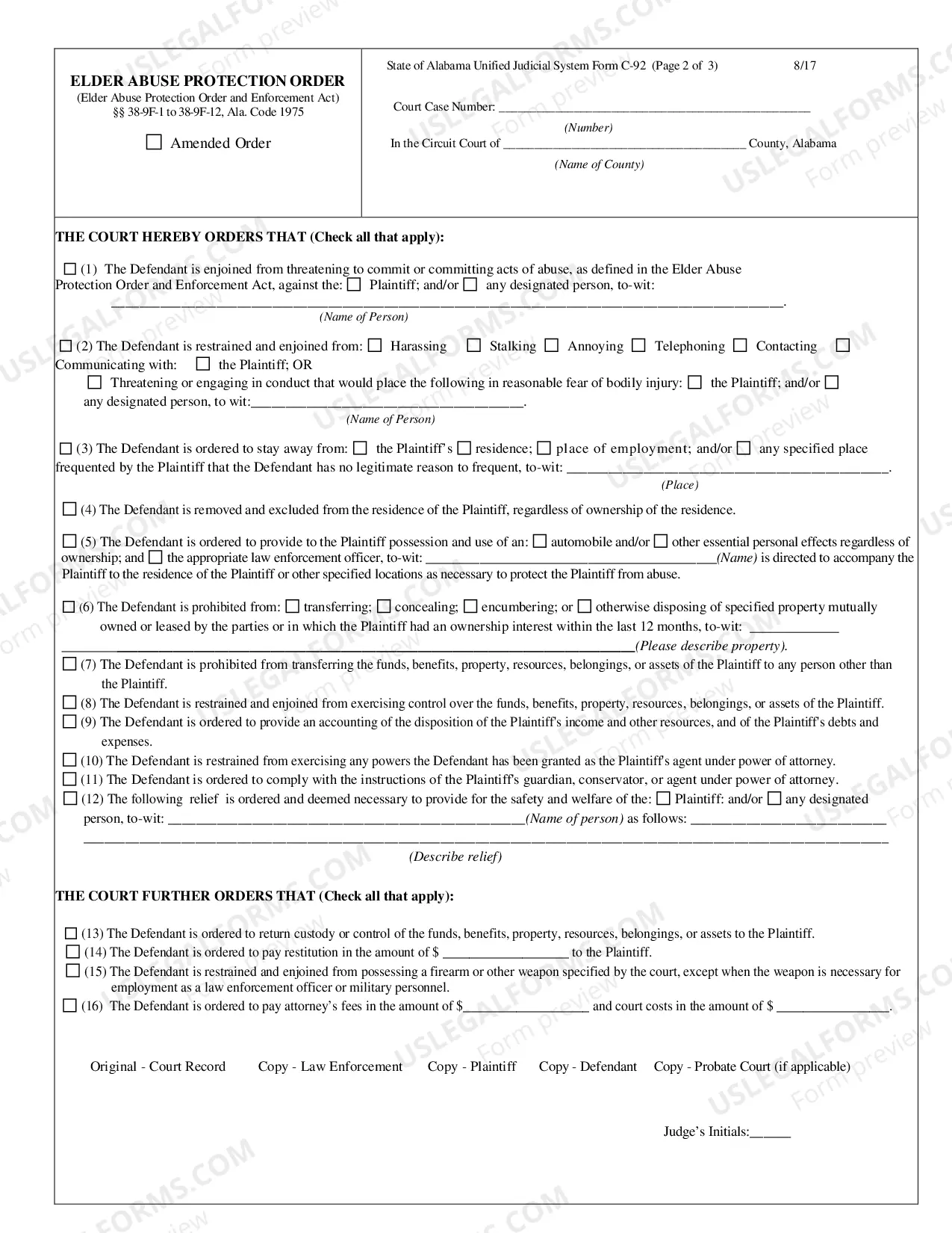 Preview Elder Abuse Protection Order