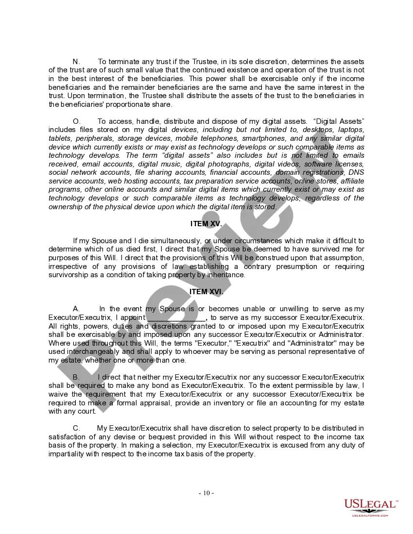 Preview Complex Will with Credit Shelter Marital Trust for Large Estates