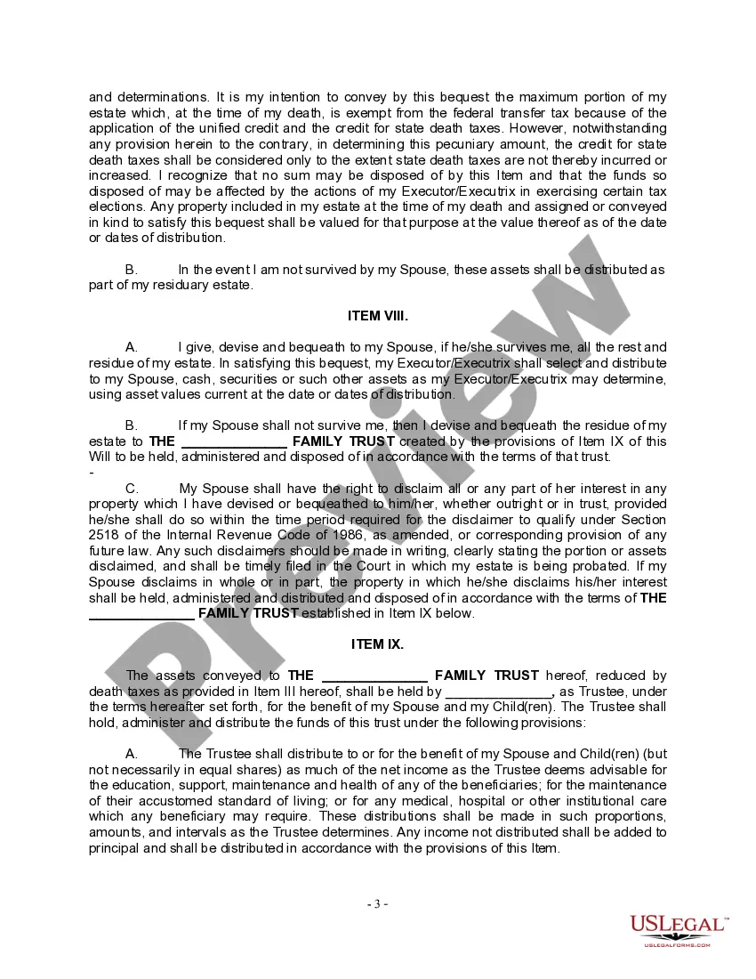 Preview Complex Will with Credit Shelter Marital Trust for Large Estates