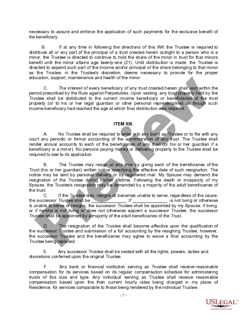 Preview Complex Will with Credit Shelter Marital Trust for Large Estates