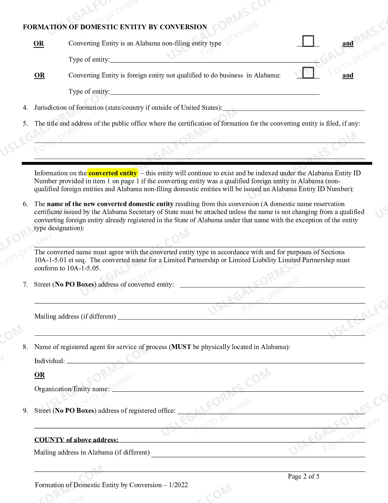 Preview Formation of Domestic Entity by Conversion