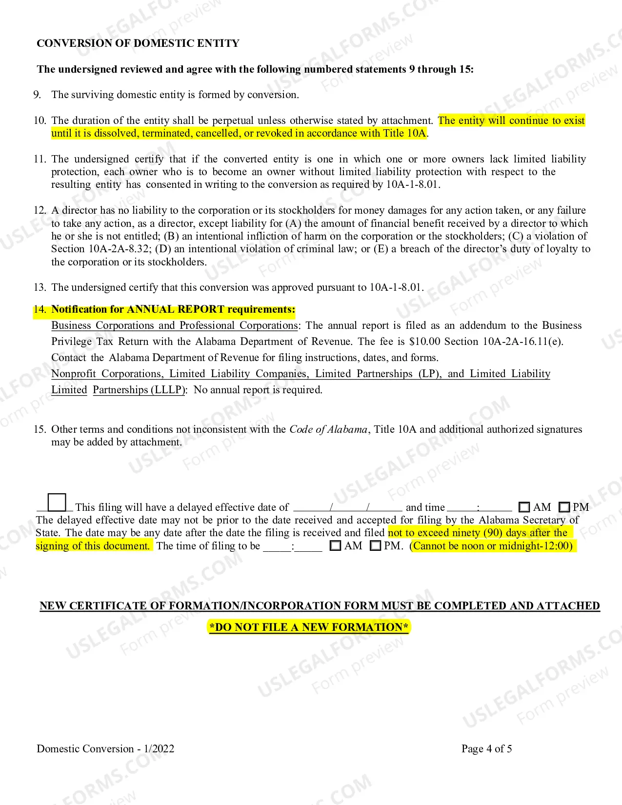 Preview Conversion of a Domestic Entity - Nonprofit Corporation to Limited Liability Company