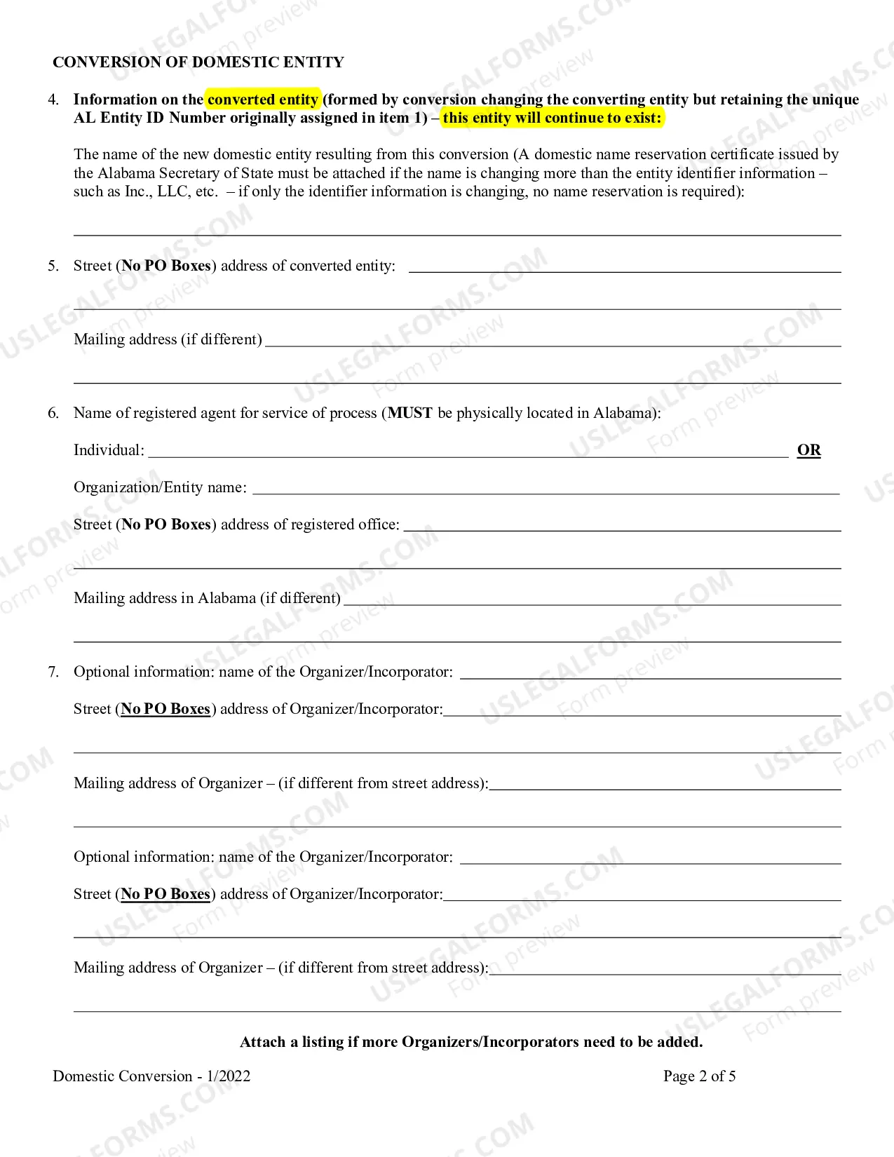 Preview Conversion of a Domestic Entity - Professional Corporation to Limited Liability Company