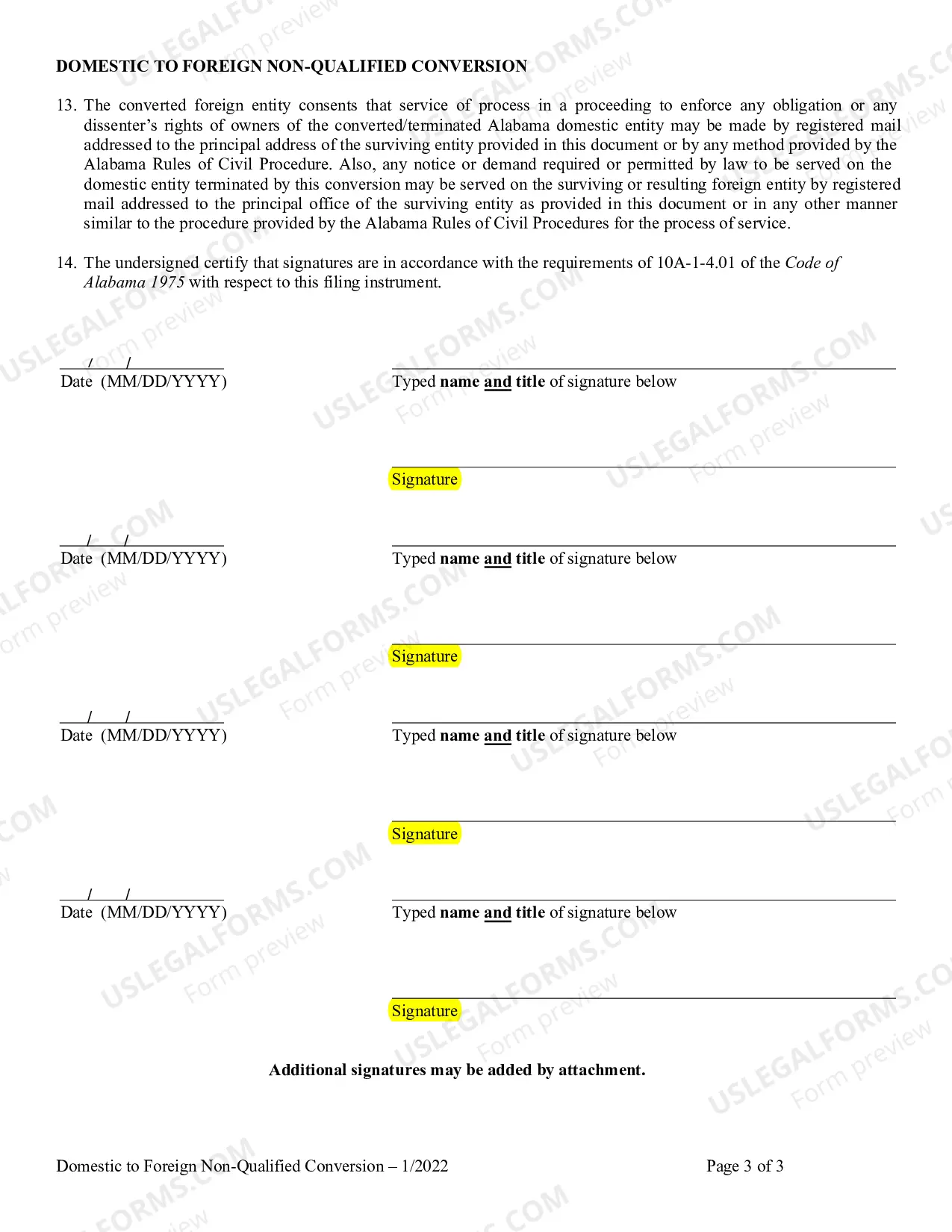 Preview Domestic Entity Conversion to Non-Registered Foreign Entity (Termination of Domestic Entity)