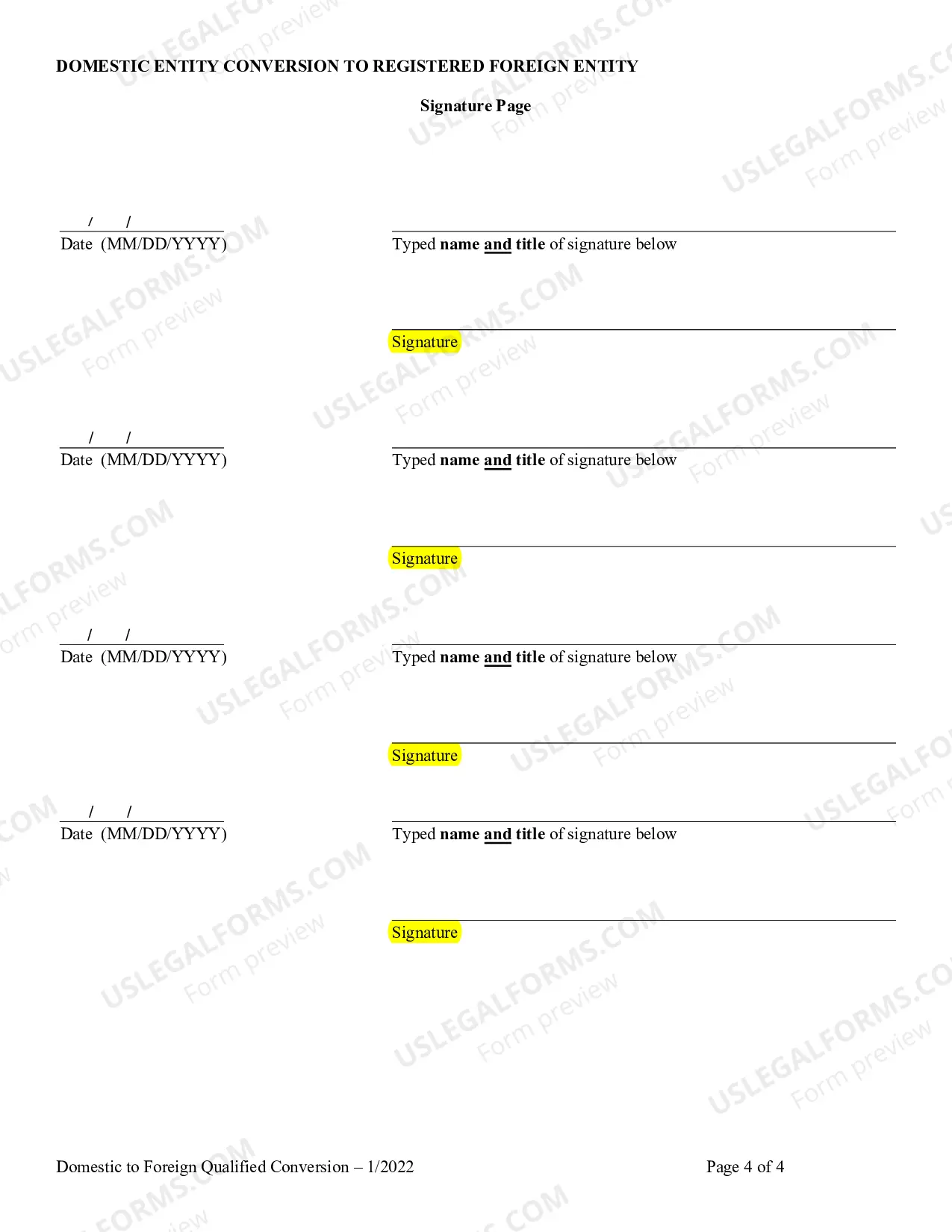 Preview Domestic Entity Conversion to Registered Foreign Entity