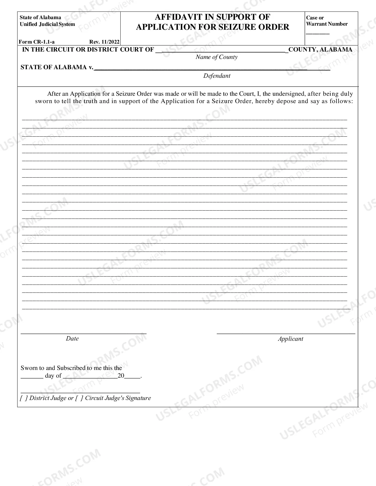 Preview Application for Seizure Order